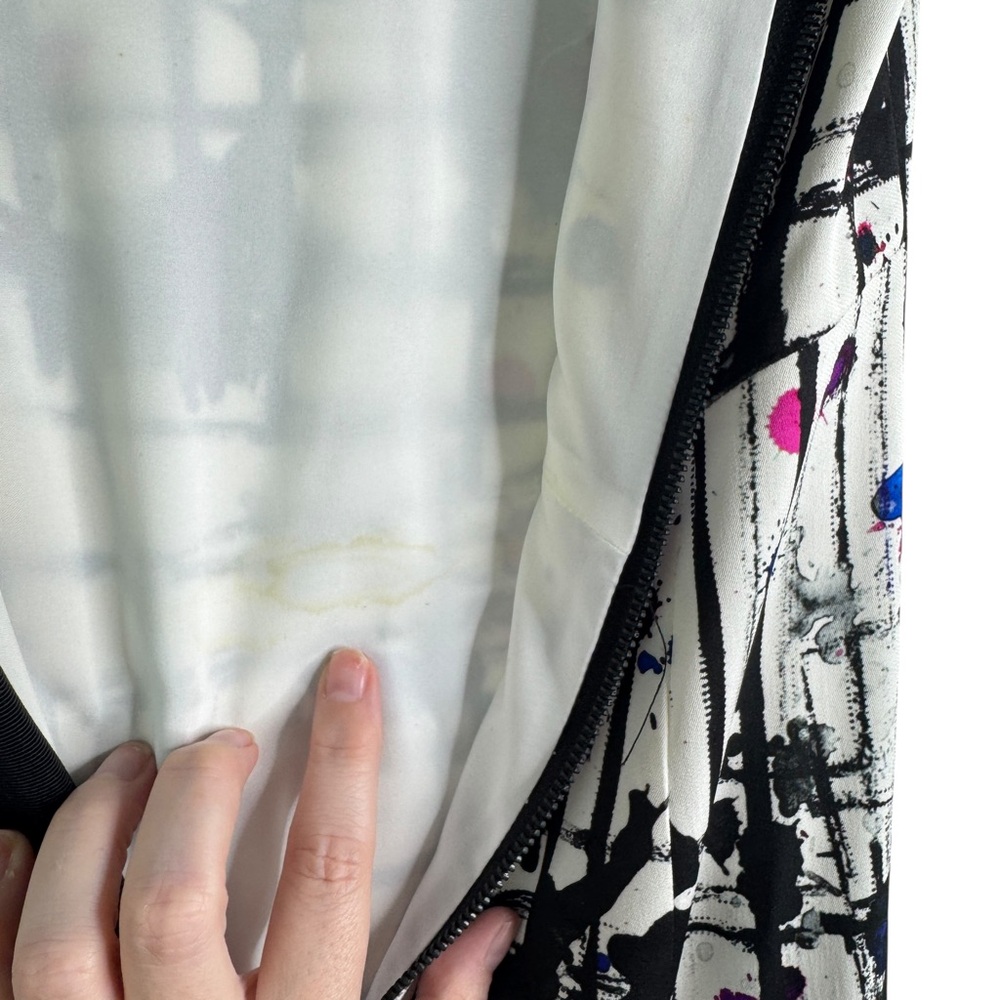 Milly Paint Splatter Scribble Abstract Shift Dress Sleeveless Career Workwear 2 - Picture 8 of 16